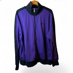 Nike Track Jacket Sz XL Purple Black Stripe Athletic Wear Pockets Casual Sporty